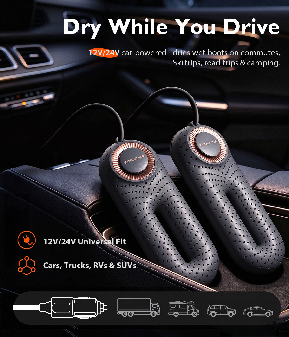 Snowpea Shoe Dryer 12V/24V for All Vehicles