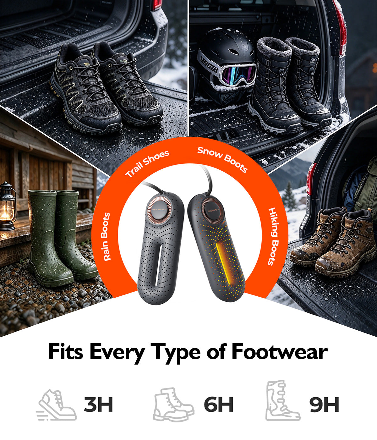 Snowpea Shoe Dryer 12V/24V for All Vehicles